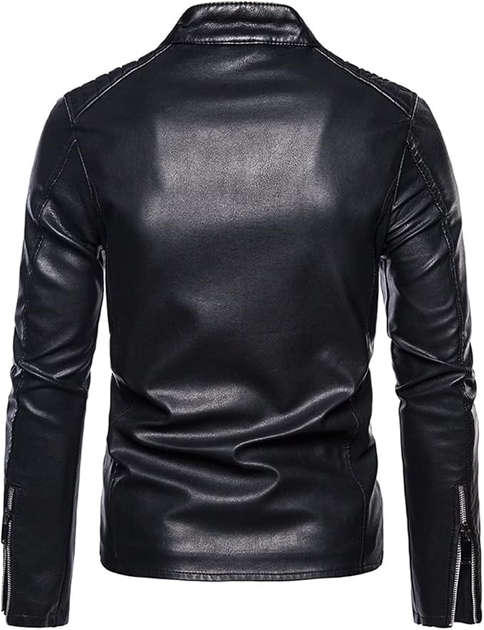 Men's Slim Fit PU Leather Motorcycle Jacket