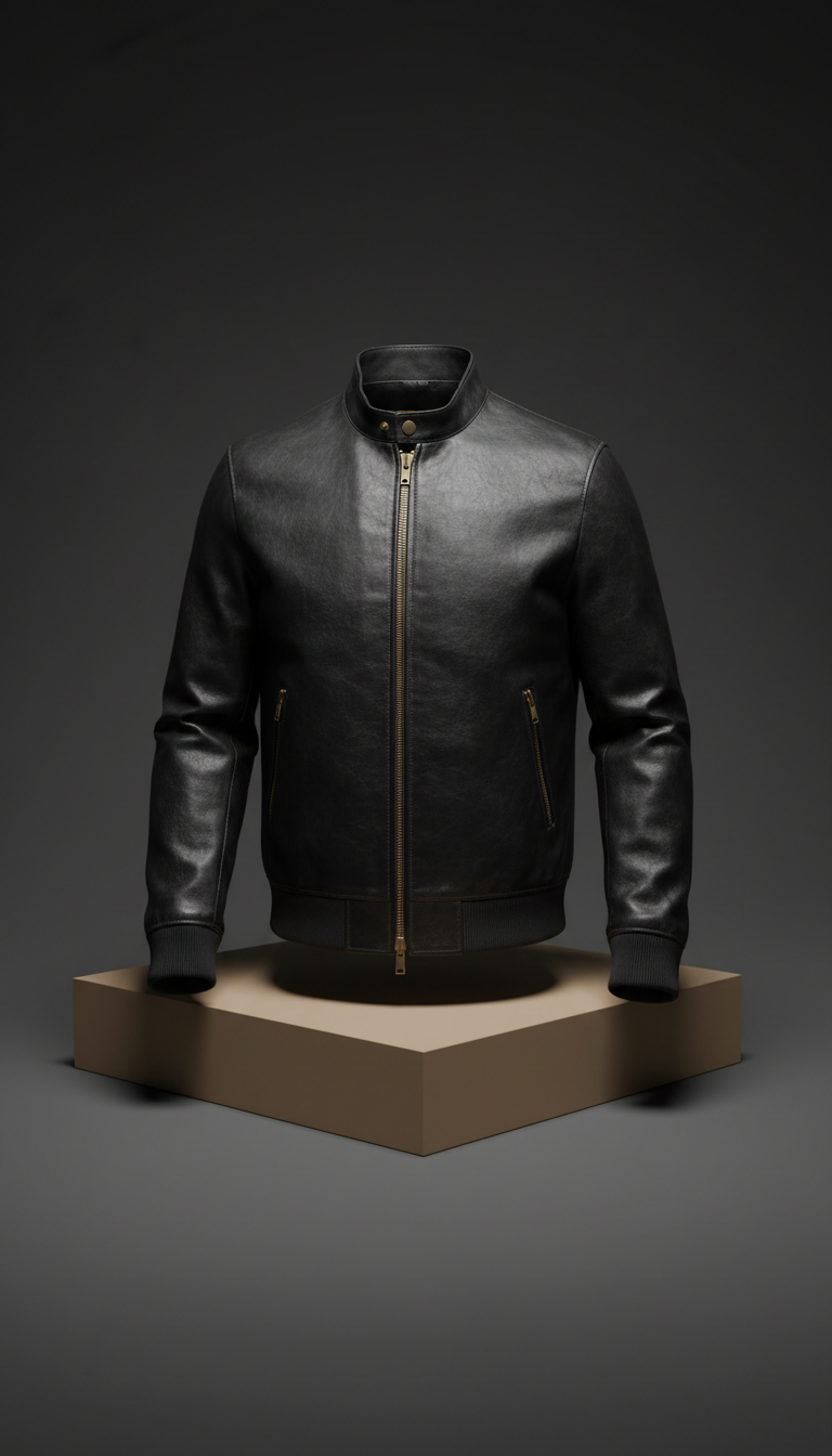 Minimalist Moto Bomber Swiss Leather
