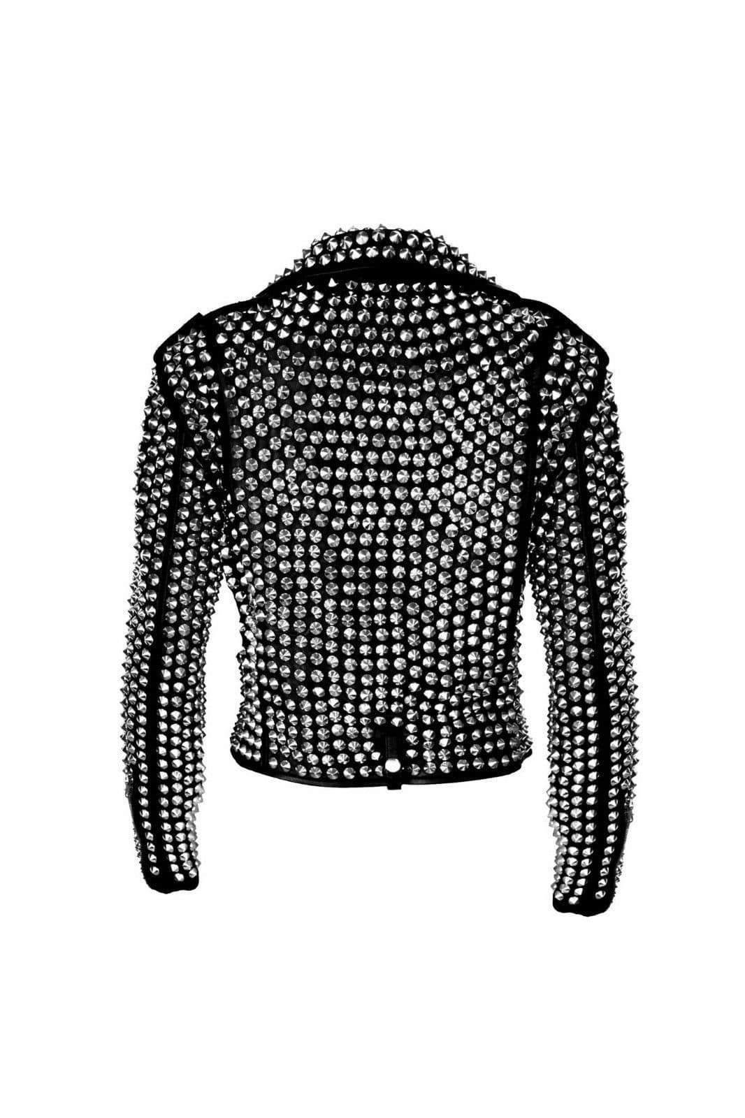Women’s Full Silver Cowhide Leather Biker Jacket