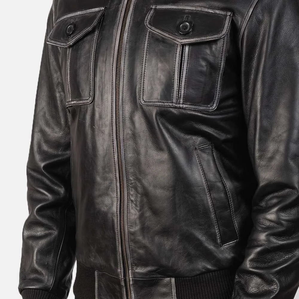Aaron Leather Bomber Jacket