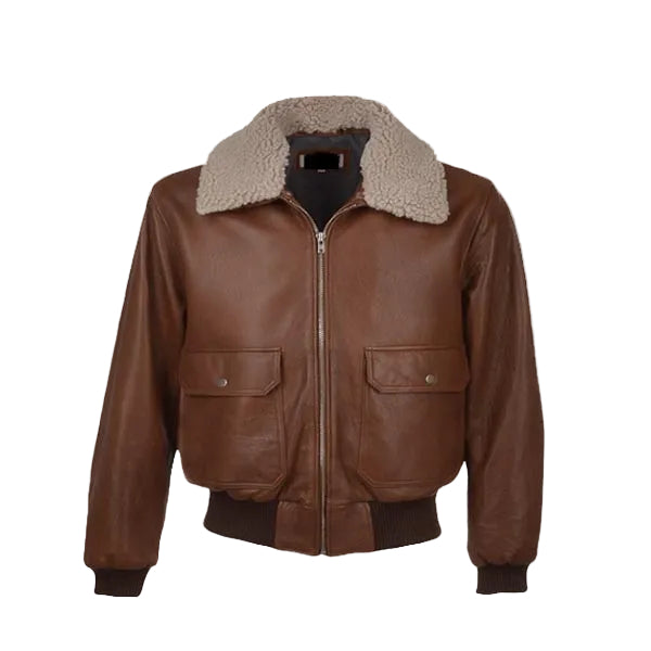 Men’s Vesper Brown Sheepskin Leather Aviator Jacket
