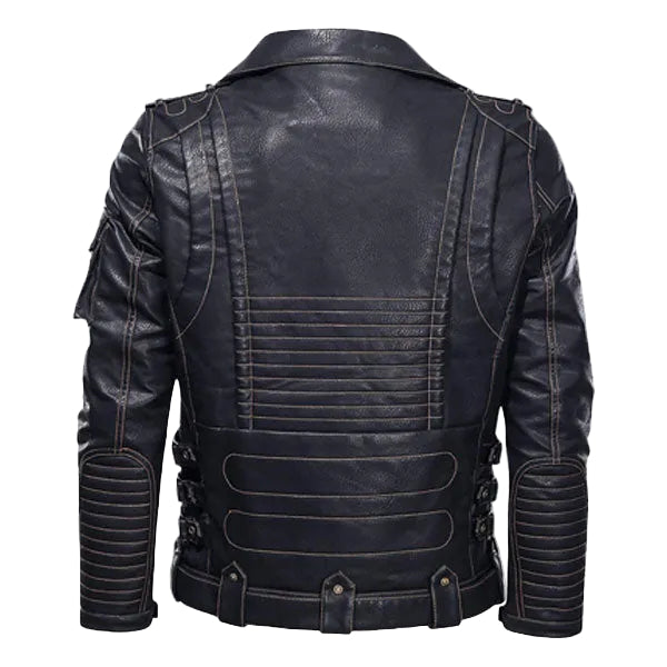 Men’s Voss Black Faux Leather Biker Jacket