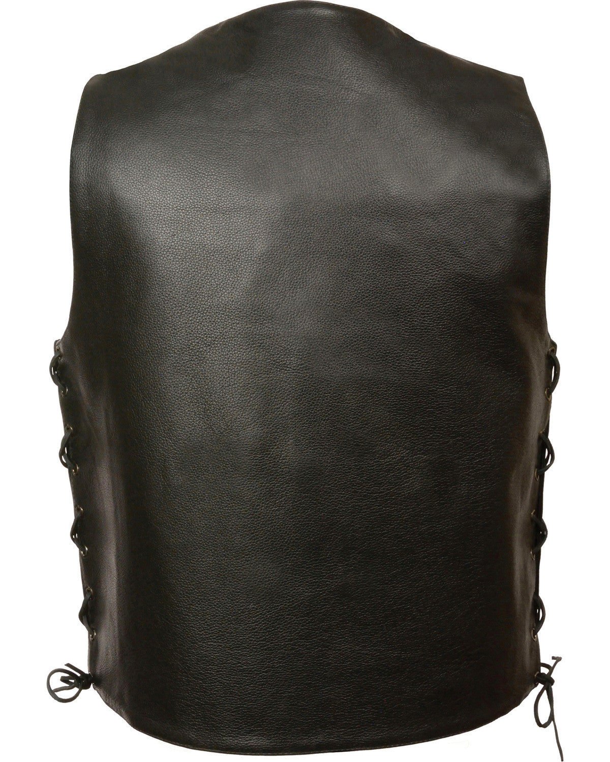 Men’s Lace Black Cowhide Leather Biker Vest