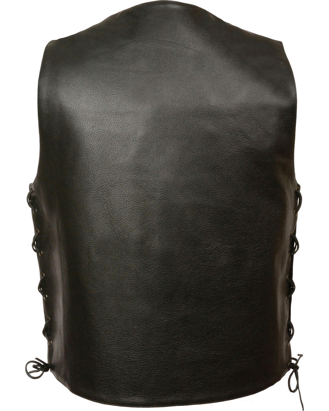 Men’s Lace Black Cowhide Leather Biker Vest