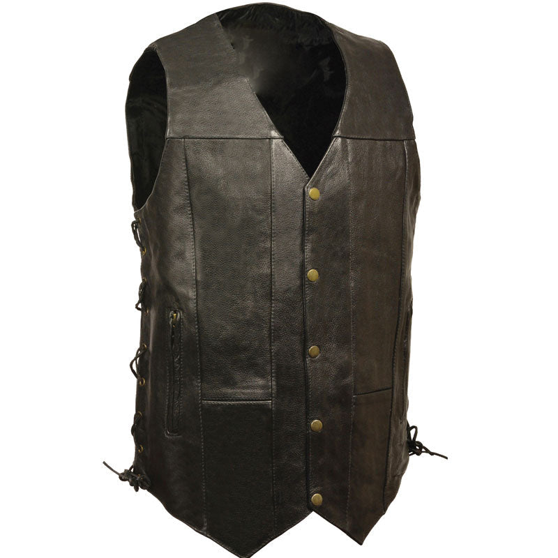 Men’s Talia Black Cowhide Leather Biker Vest
