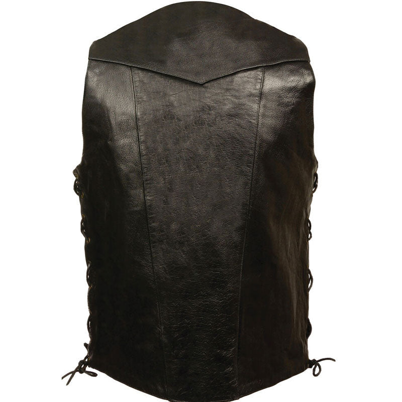 Men’s Talia Black Cowhide Leather Biker Vest