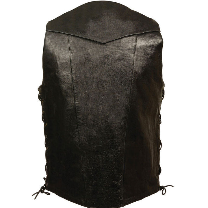 Men’s Talia Black Cowhide Leather Biker Vest
