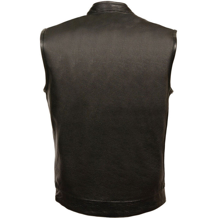 Men’s Open Black Buffalo Leather Biker Vest