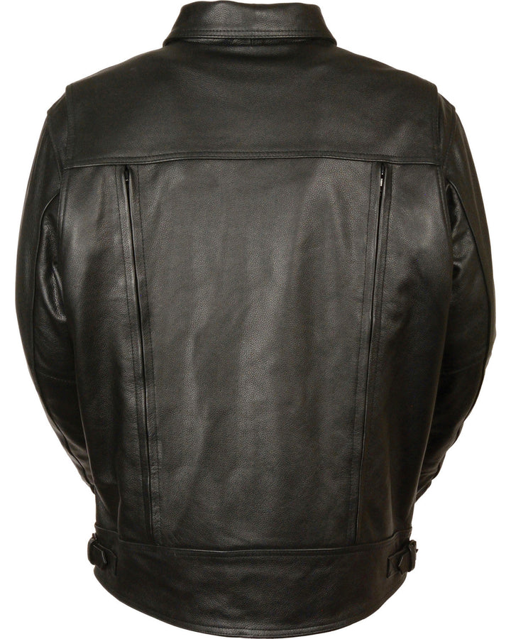 Men’s Vented Black Cowhide Leather Biker Jacket
