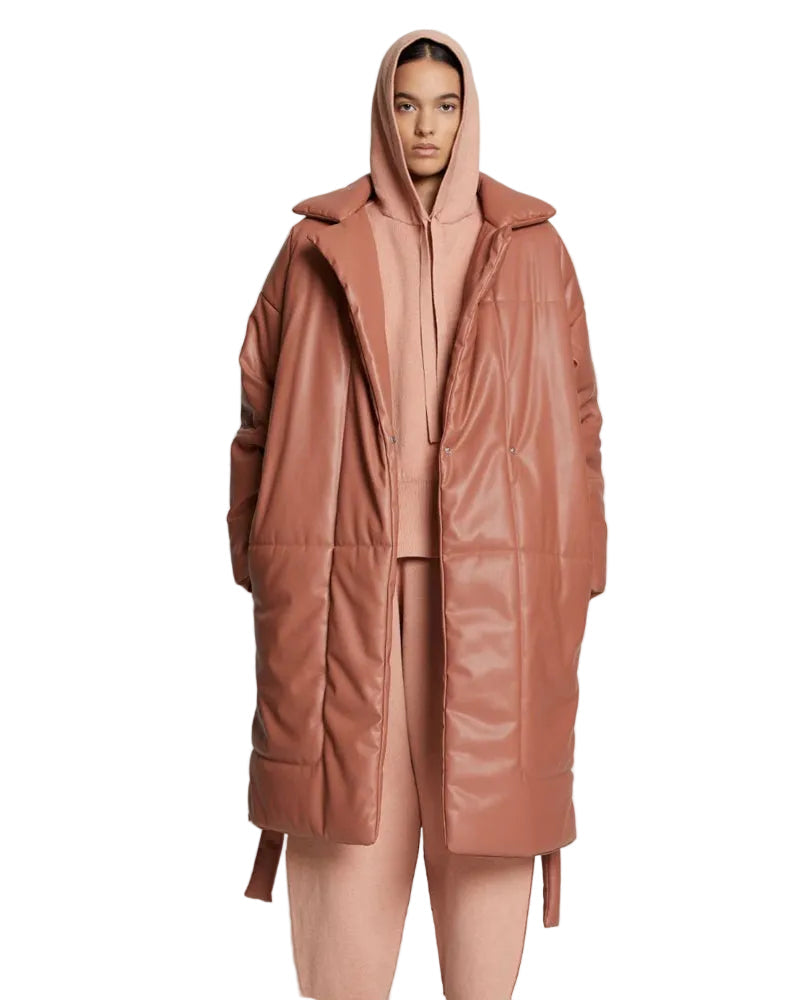 Women’s Voss Pink Faux Leather Trench Coat