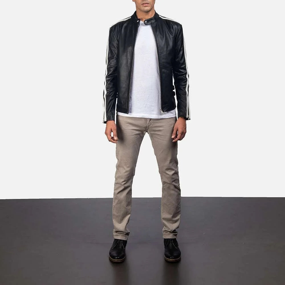 Hank Black Leather Biker Jacket