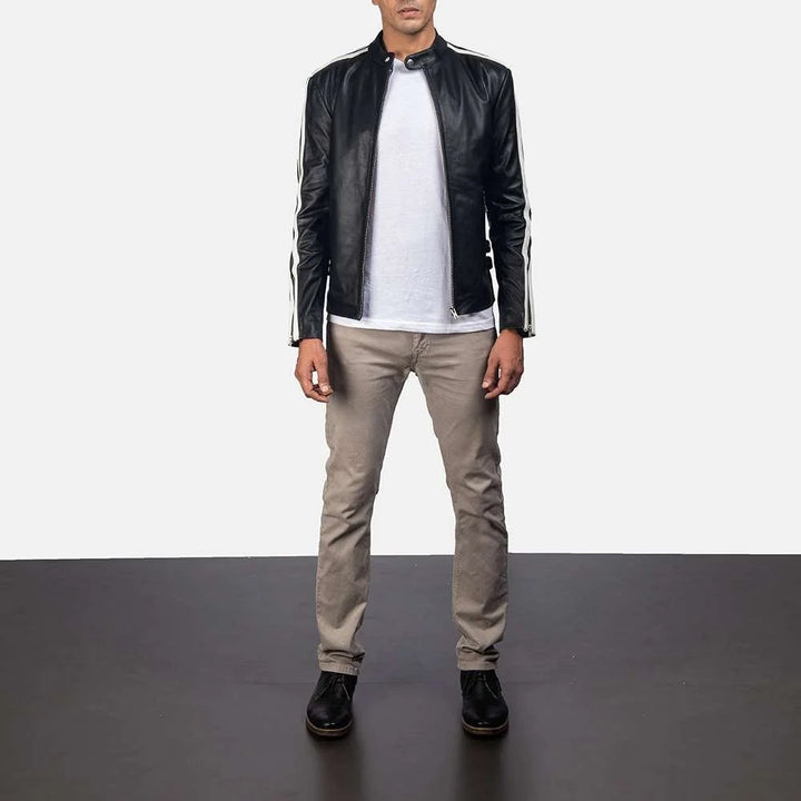 Hank Black Leather Biker Jacket