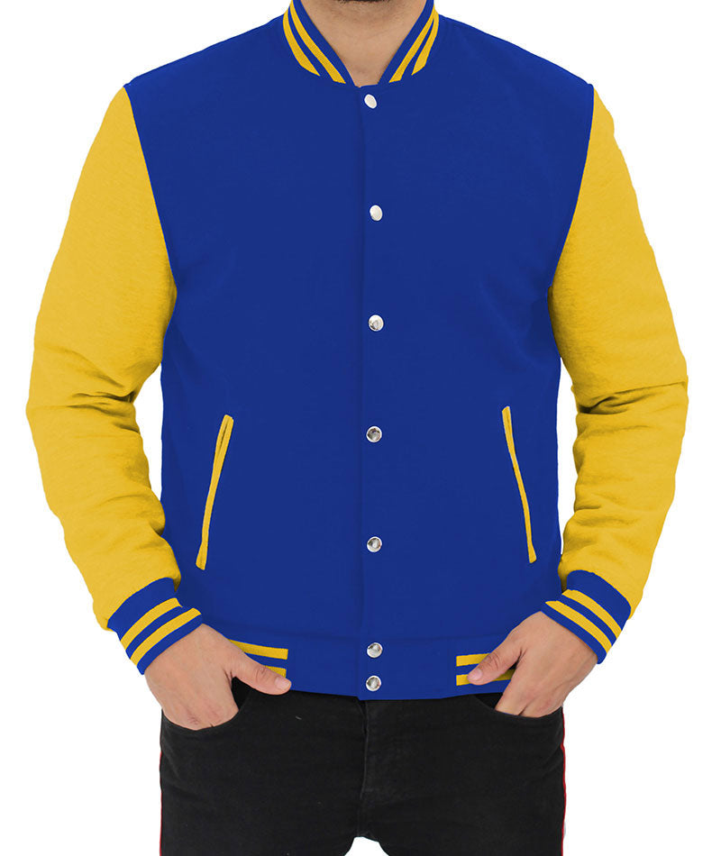 Men’s Voss Blue Cowhide Leather Varsity Jacket