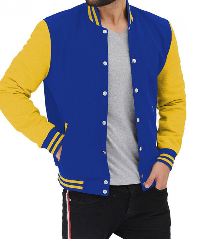 Men’s Voss Blue Cowhide Leather Varsity Jacket