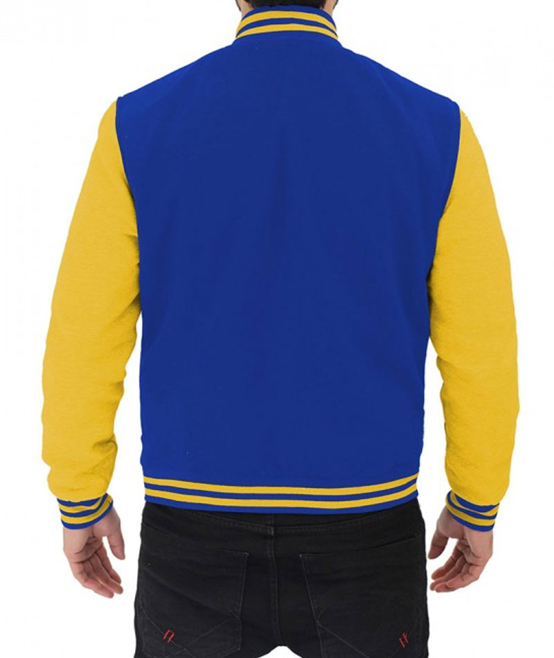 Men’s Voss Blue Cowhide Leather Varsity Jacket