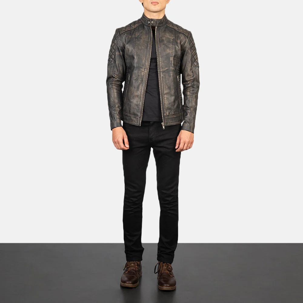 Fernando Quilted Leather Suede Biker Jacket