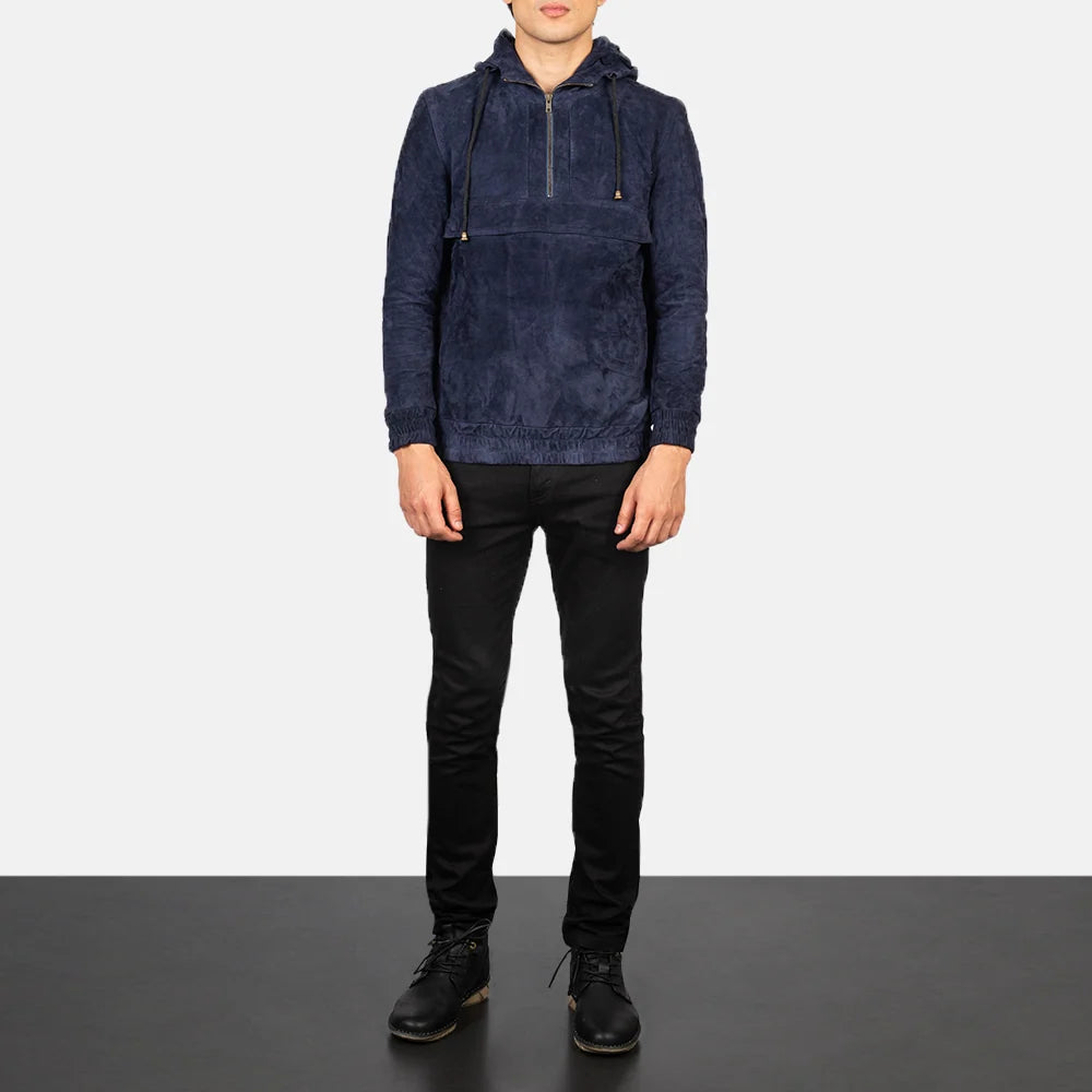 Kenton Hooded Leather Pullover Jacket
