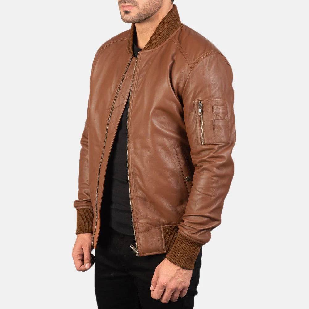 Bomia Ma-1Leather Bomber Jacket