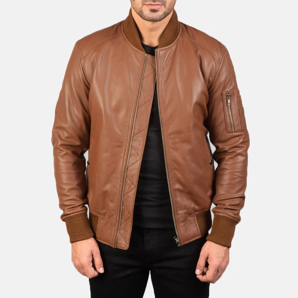 Bomia Ma-1Leather Bomber Jacket