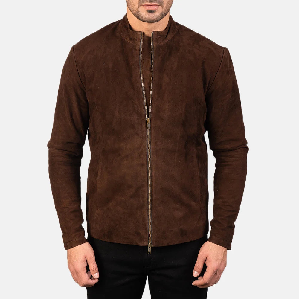 Charcoal Suede Biker Jacket