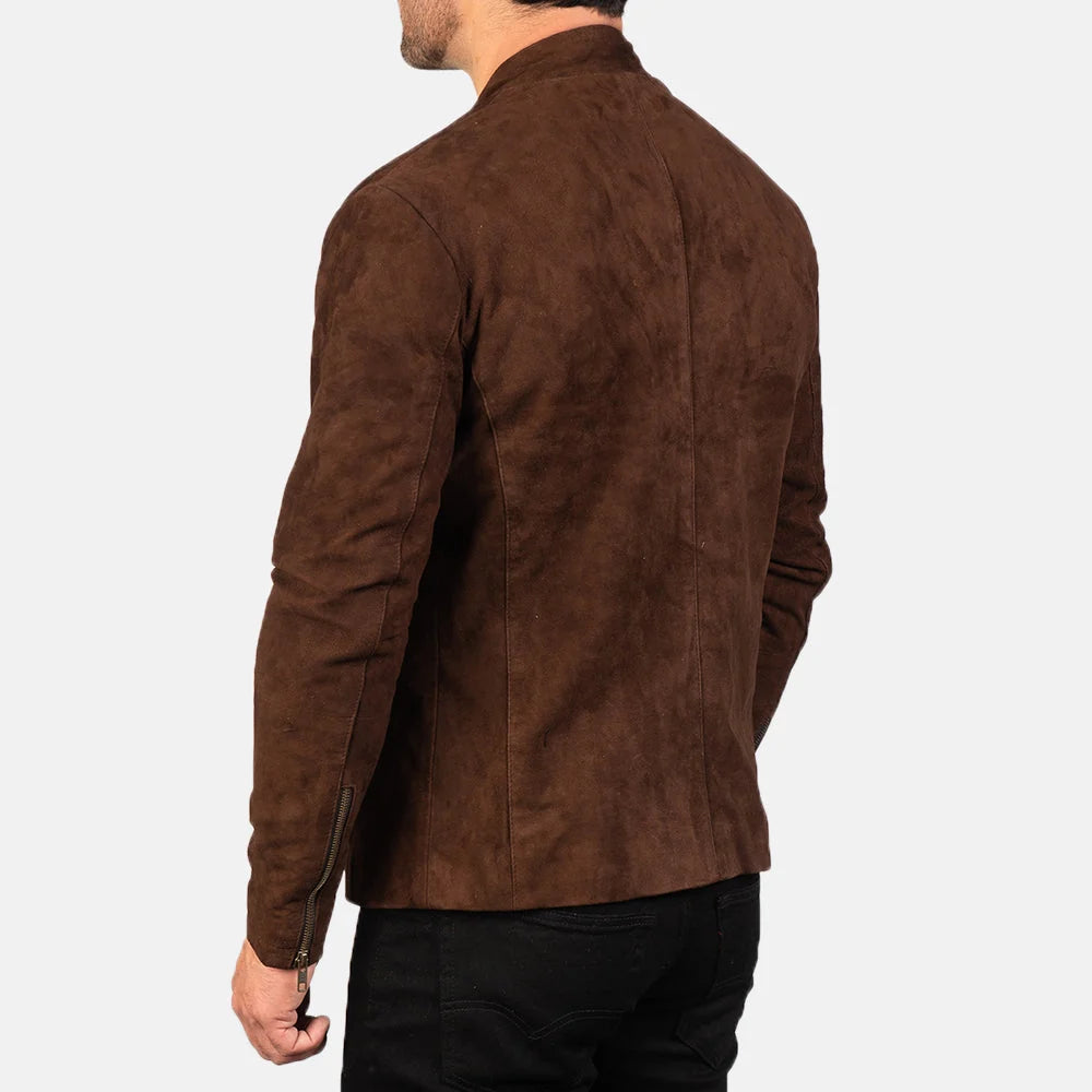 Charcoal Suede Biker Jacket