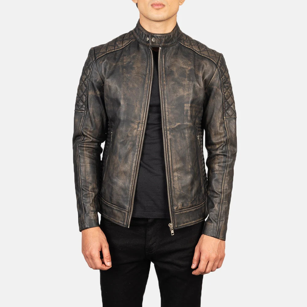 Fernando Quilted Leather Suede Biker Jacket