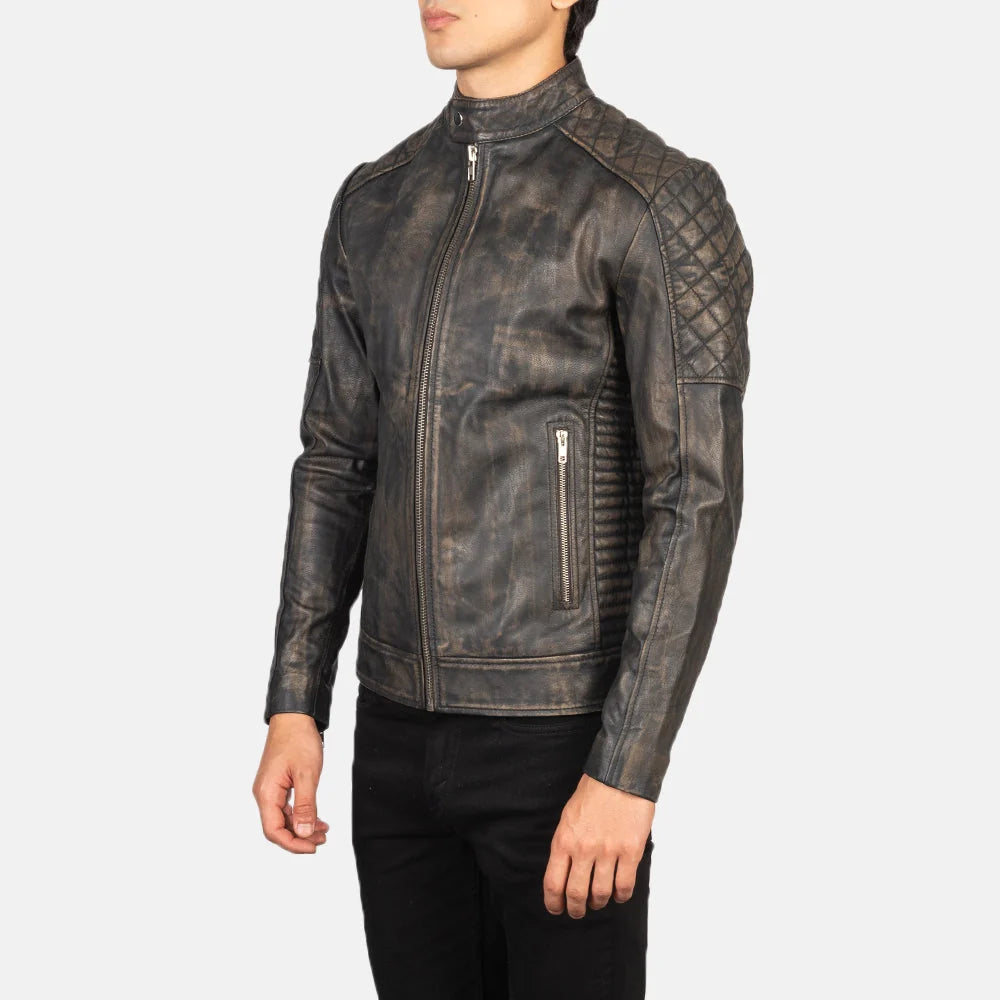 Fernando Quilted Leather Suede Biker Jacket