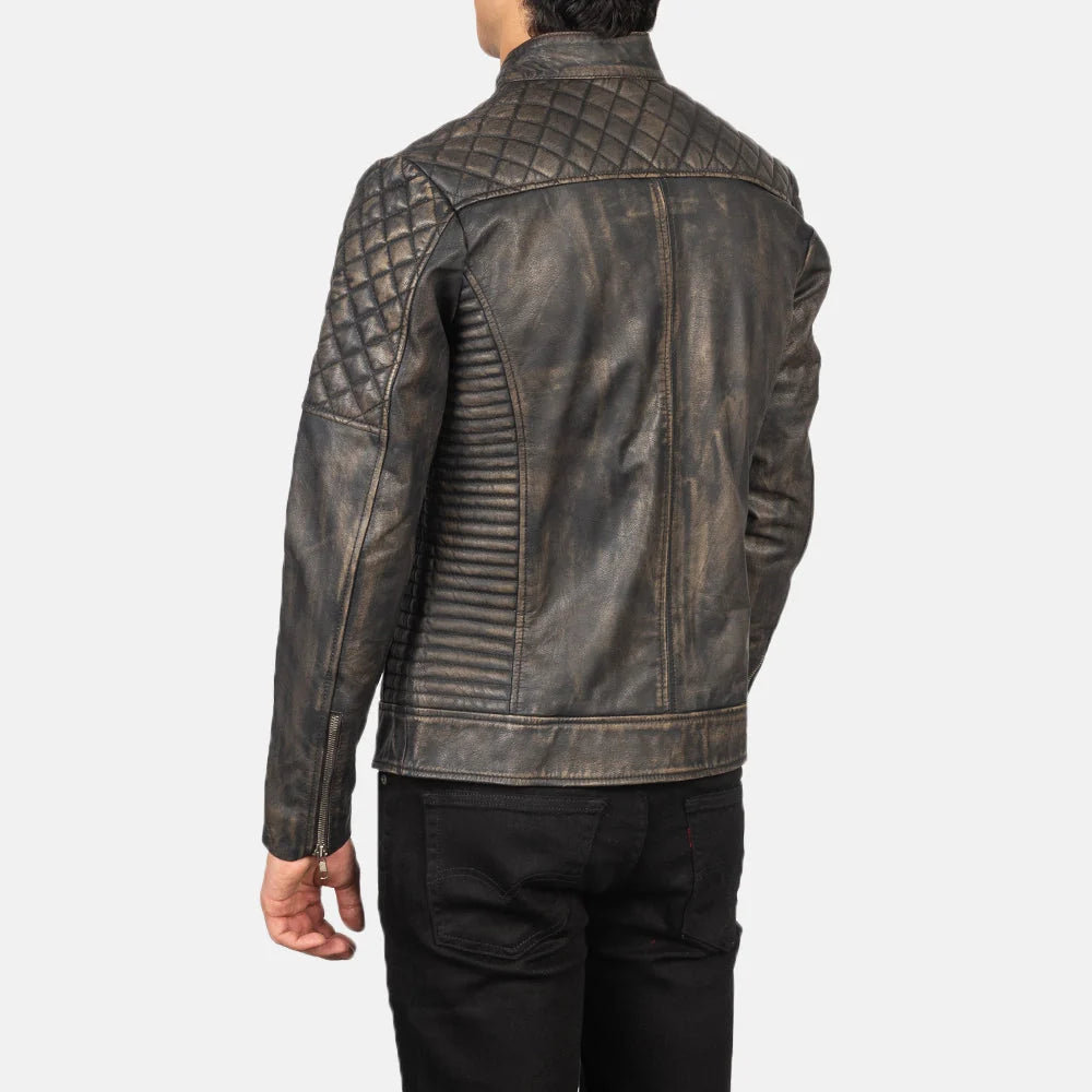 Fernando Quilted Leather Suede Biker Jacket