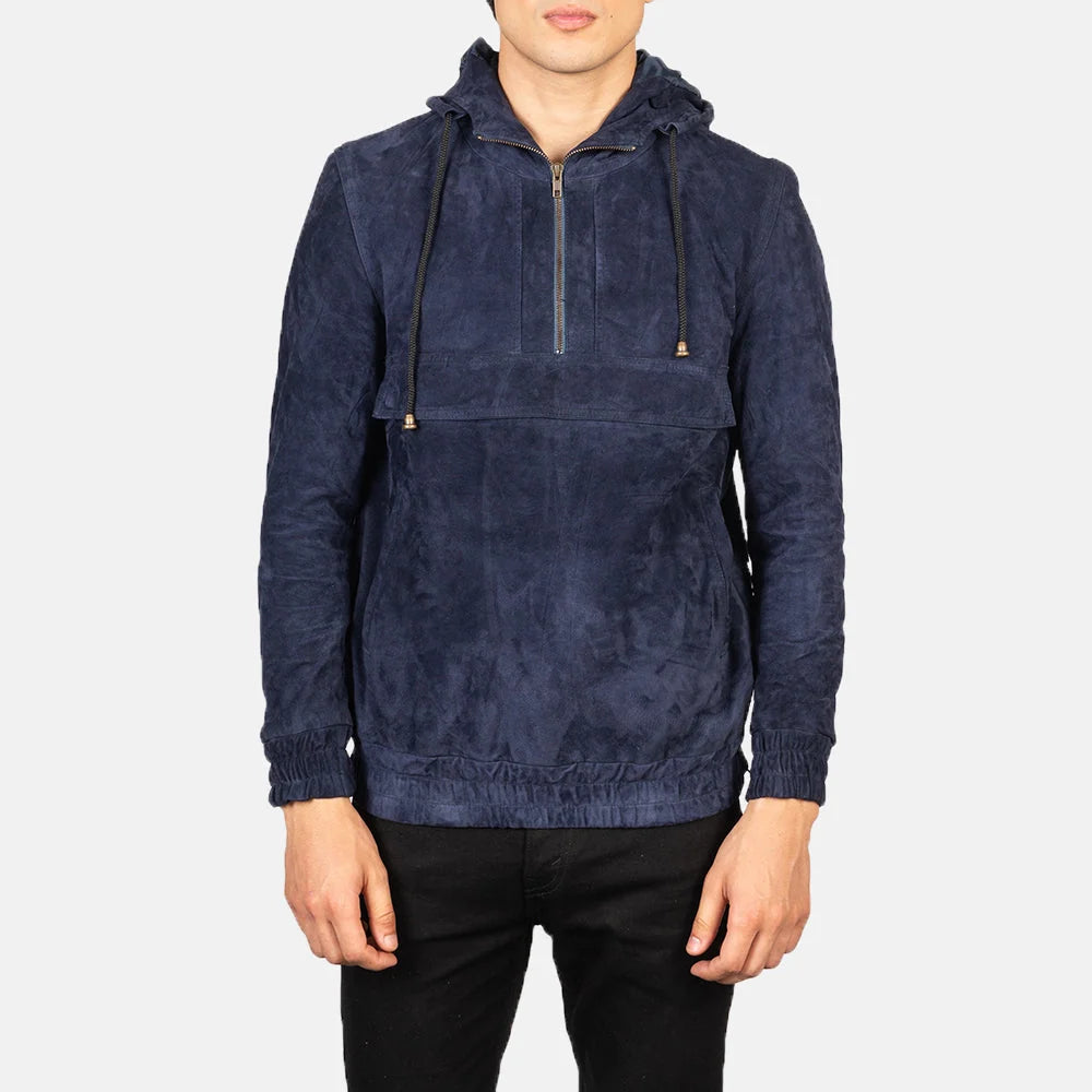Kenton Hooded Leather Pullover Jacket
