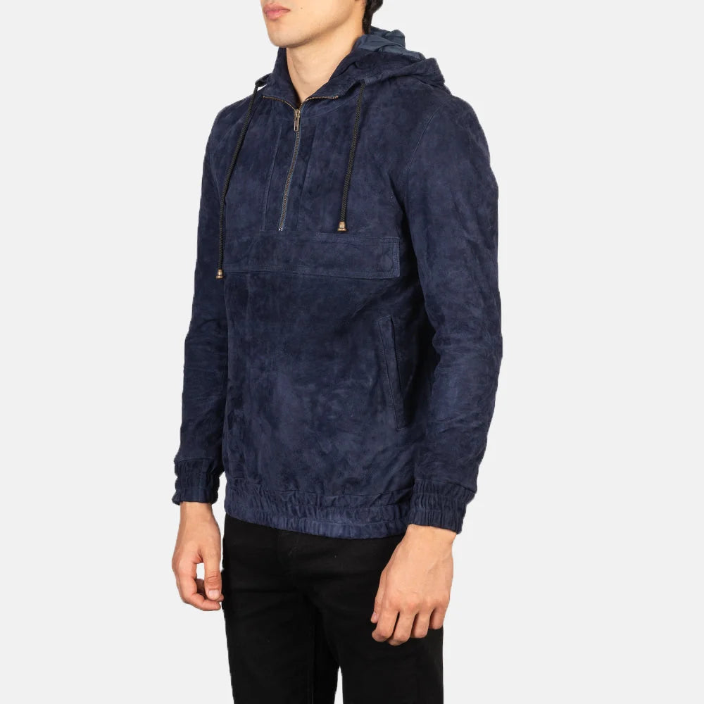 Kenton Hooded Leather Pullover Jacket