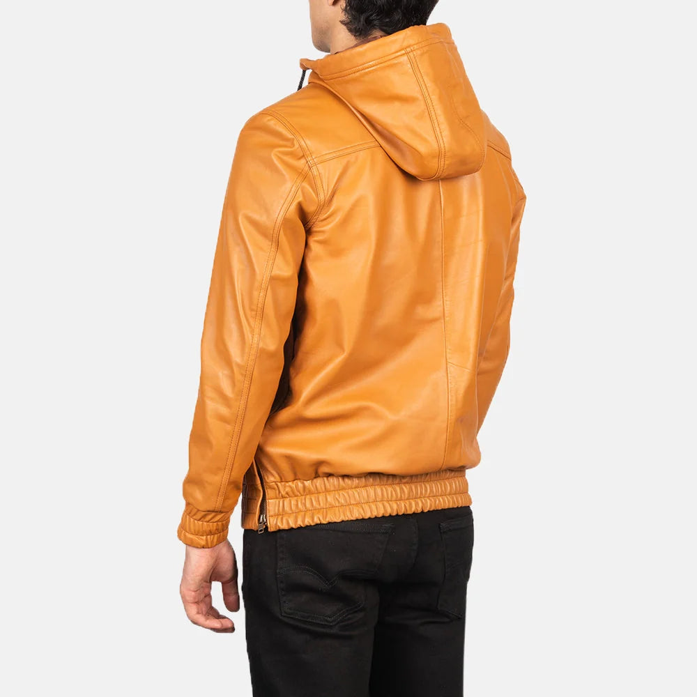 Kenton Hooded Leather Pullover Jacket