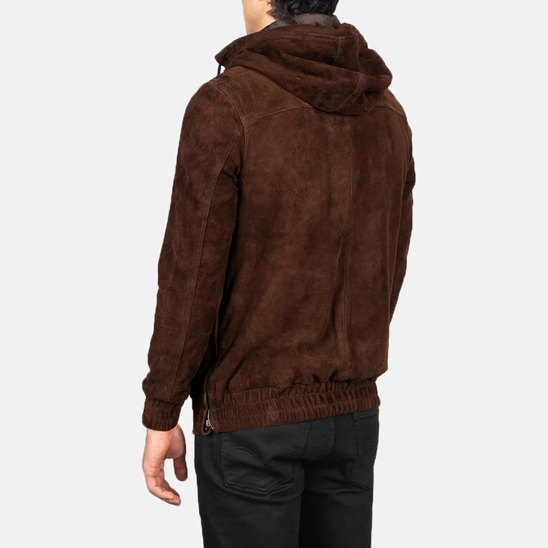 Kenton Hooded Leather Pullover Jacket
