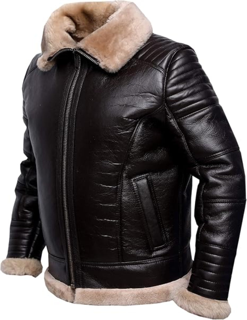 Men’s Tessa Brown Sheepskin Leather Aviator Jacket