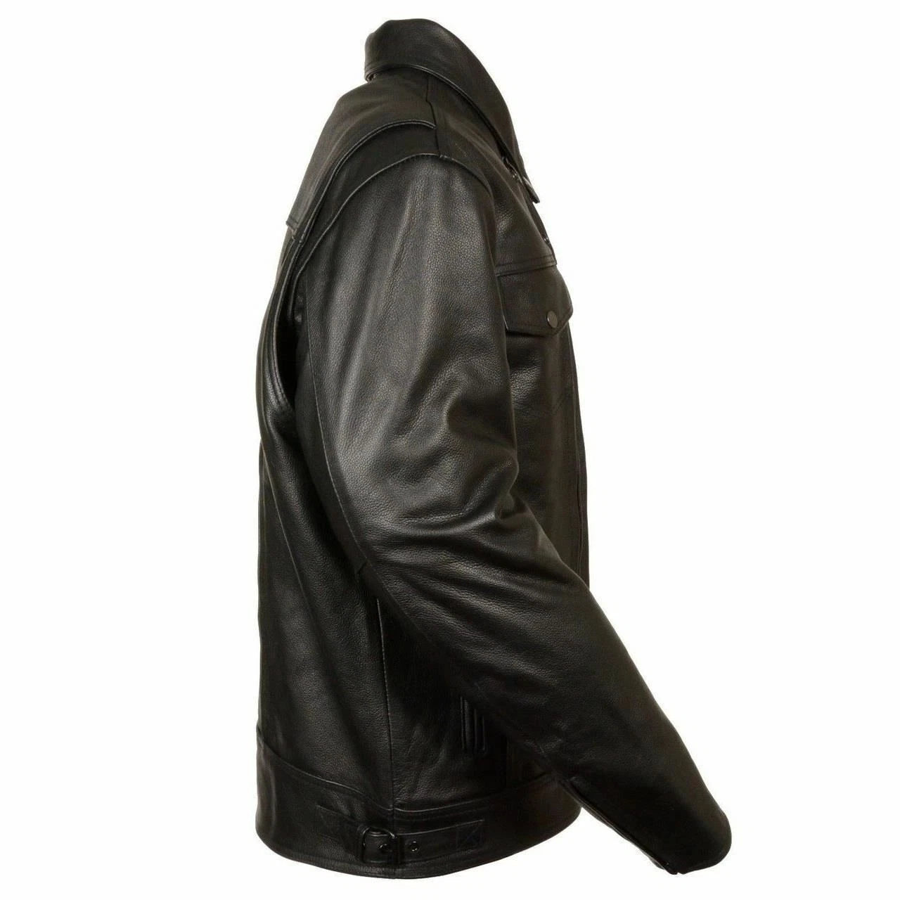 Men’s Vented Black Cowhide Leather Biker Jacket