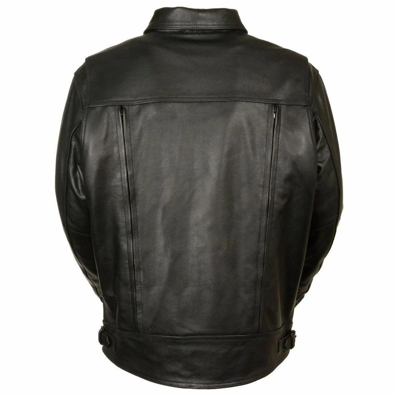 Men’s Vented Black Cowhide Leather Biker Jacket