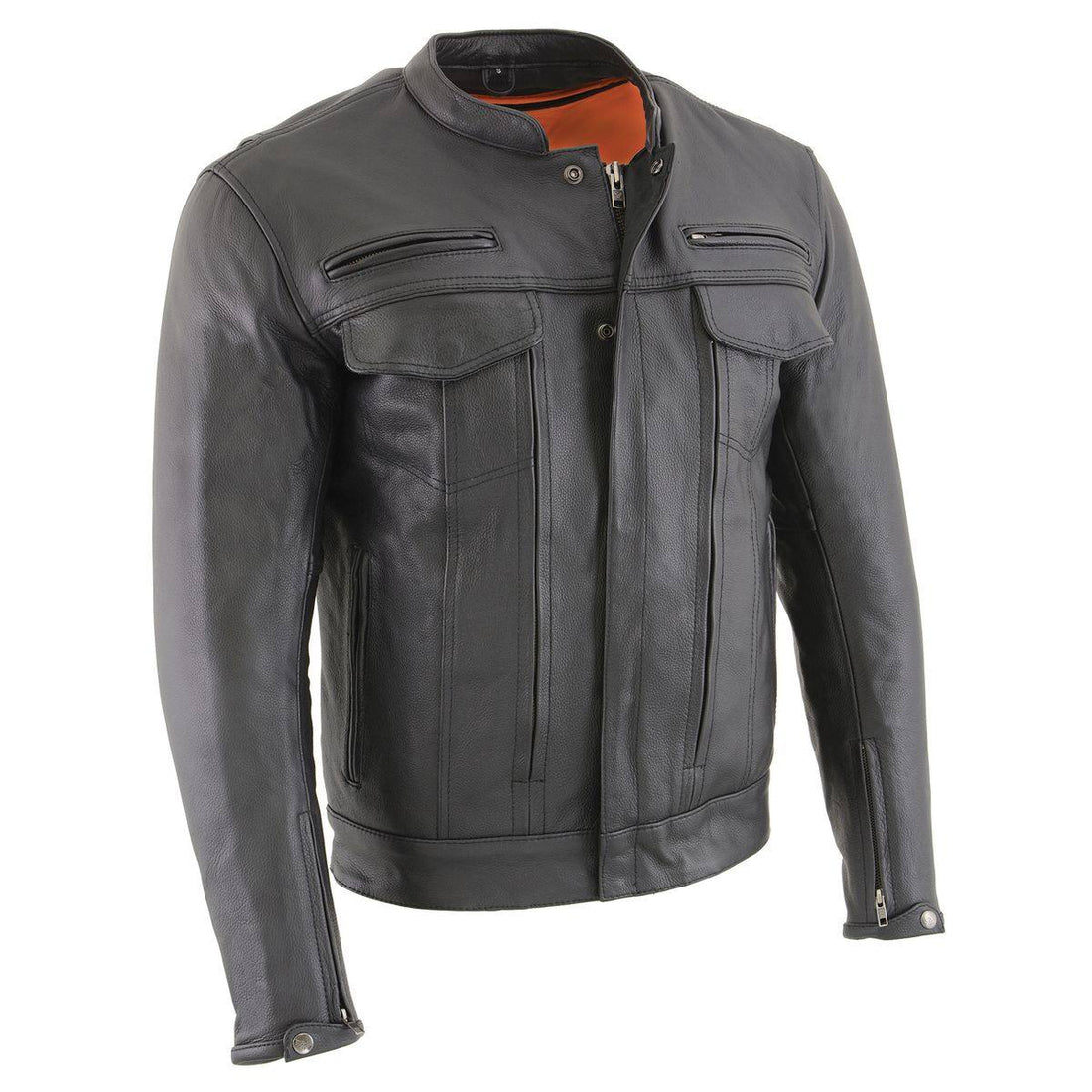 Men’s Vented Cowhide Leather Biker Jacket
