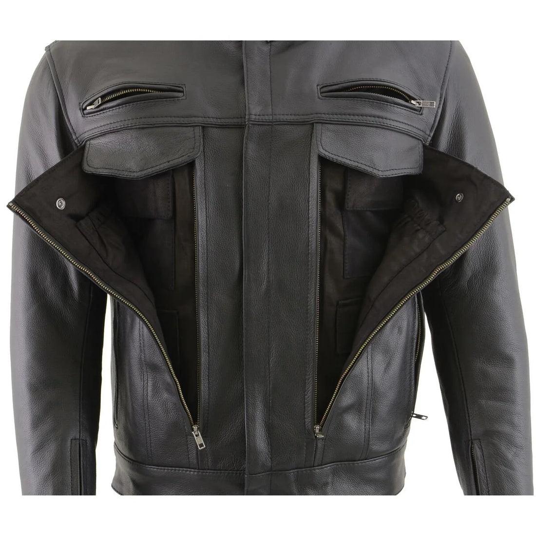 Men’s Vented Cowhide Leather Biker Jacket