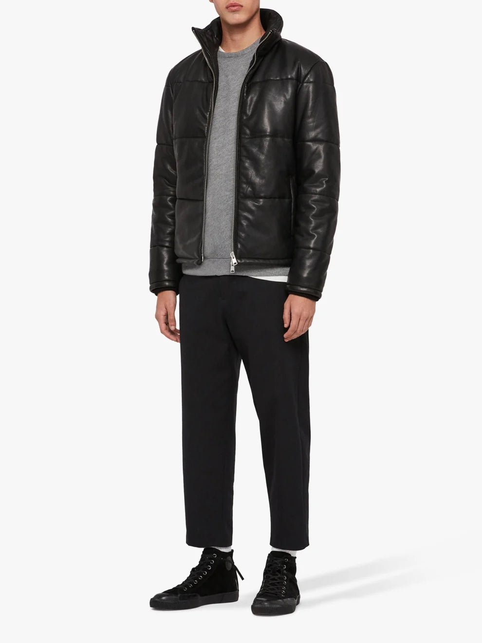 Men’s Vesper Black Cowhide Leather Quilted Jacket