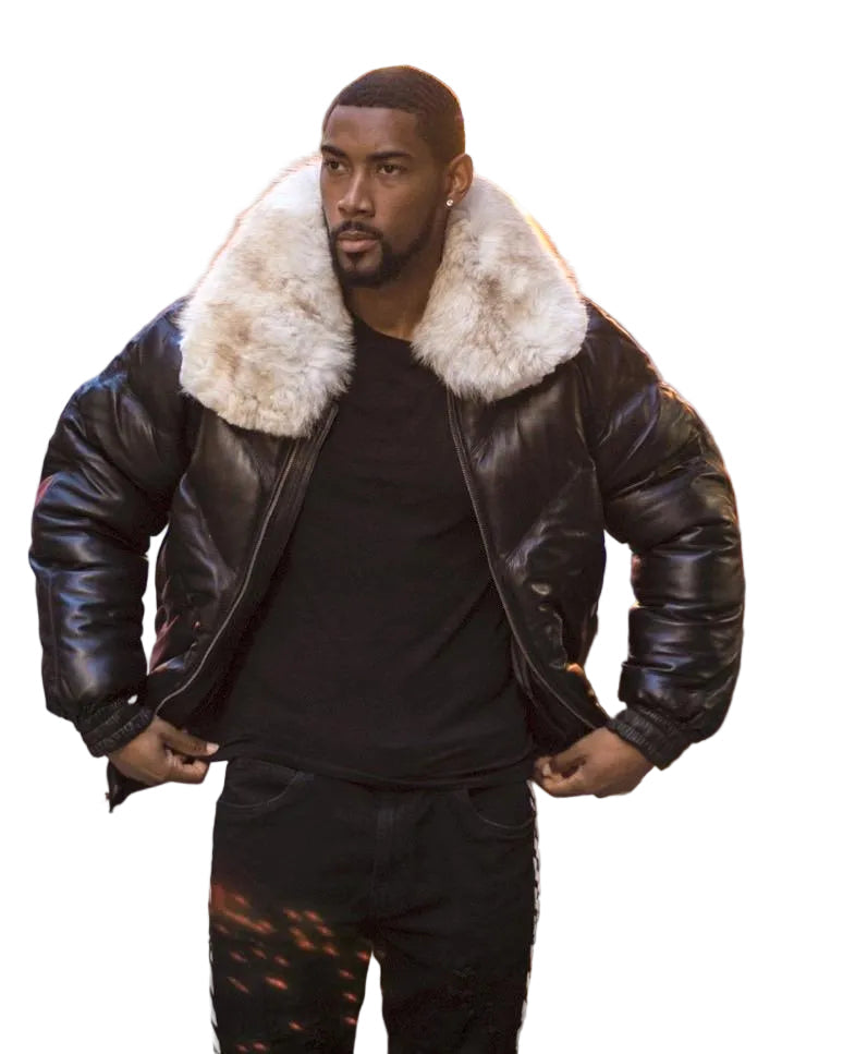 Men’s Vesper Off White Sheepskin Leather Jacket