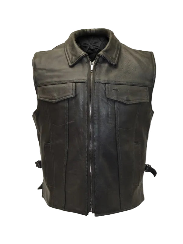 Men’s Voss Black Cowhide Leather Vest