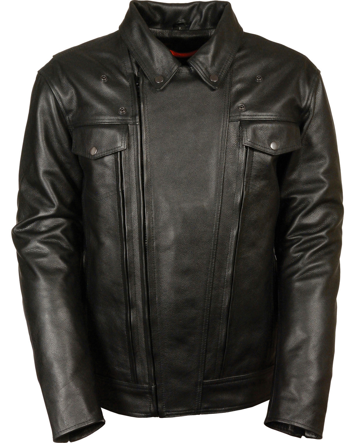 Men’s Vented Black Cowhide Leather Biker Jacket