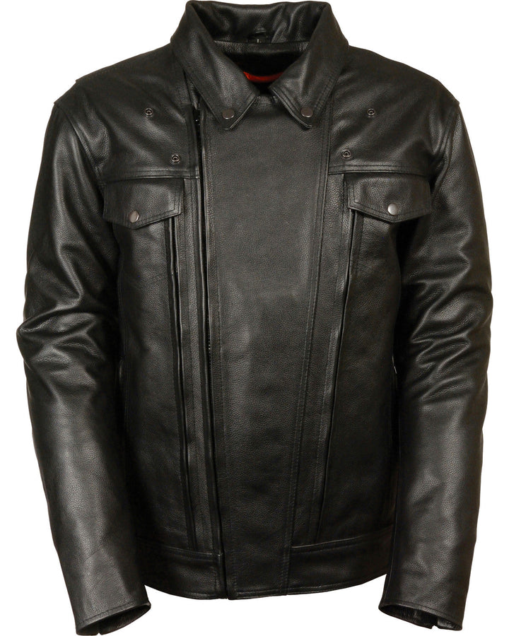 Men’s Vented Black Cowhide Leather Biker Jacket