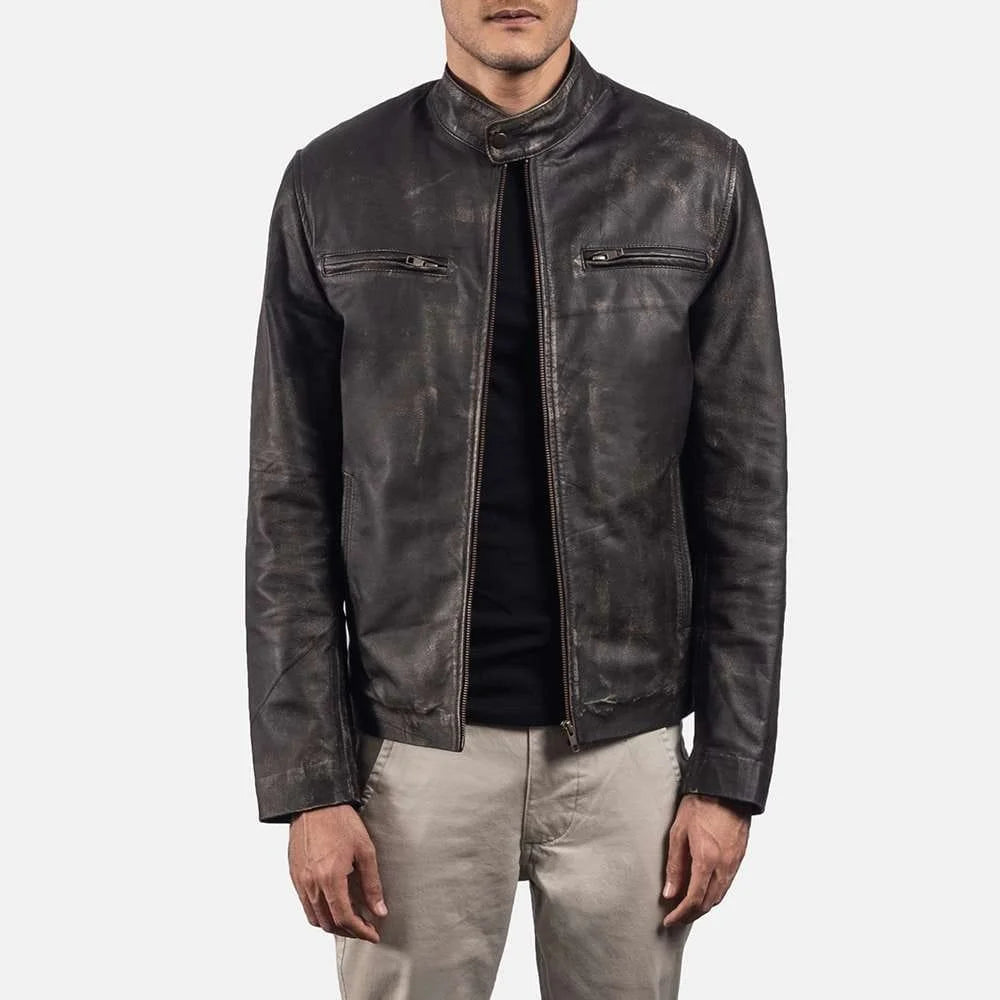 Rustic Leather Biker Jacket