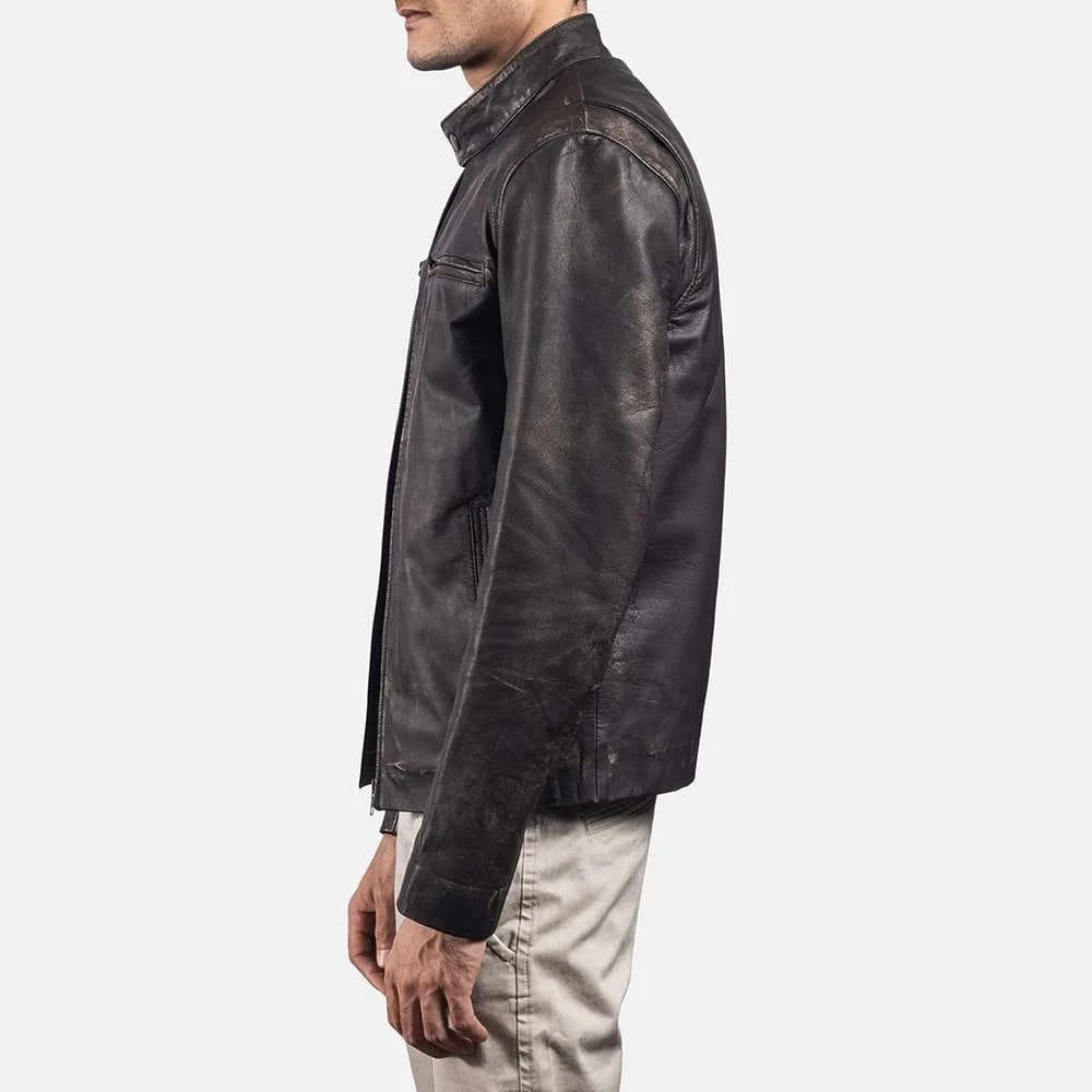 Rustic Leather Biker Jacket