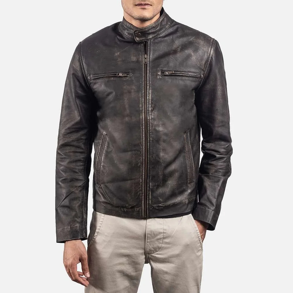 Rustic Leather Biker Jacket