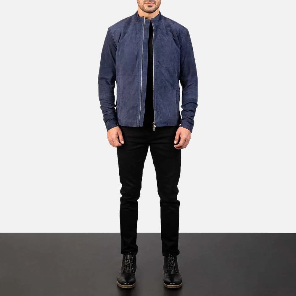 Charcoal Suede Biker Jacket