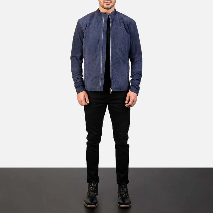 Charcoal Suede Biker Jacket