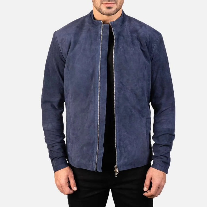 Charcoal Suede Biker Jacket