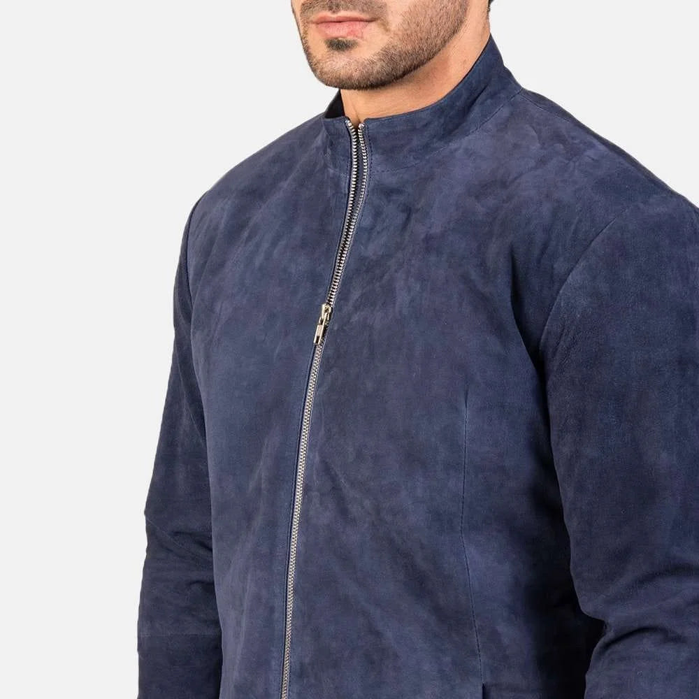 Charcoal Suede Biker Jacket
