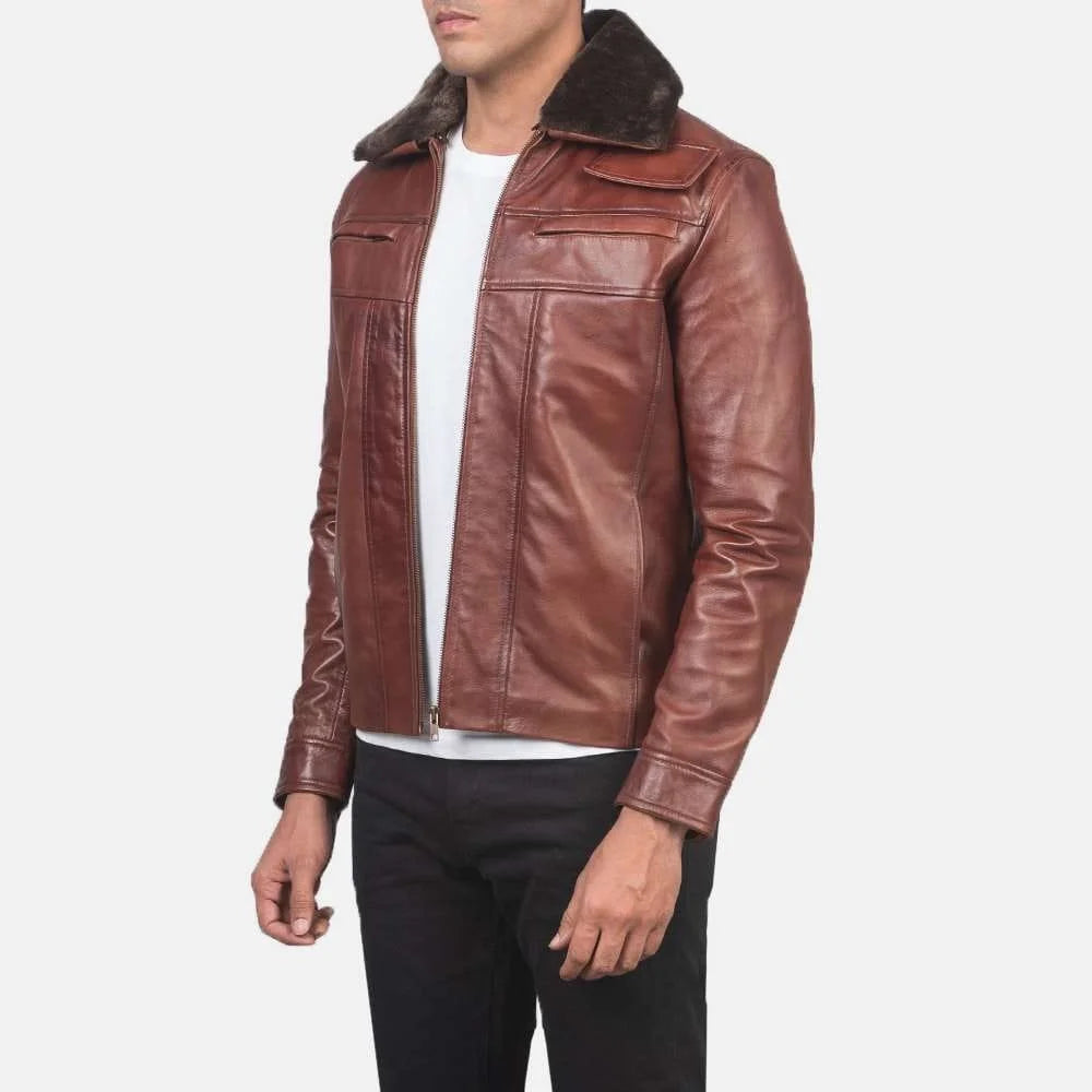 Evan Hart Fur Brown Leather Jacket